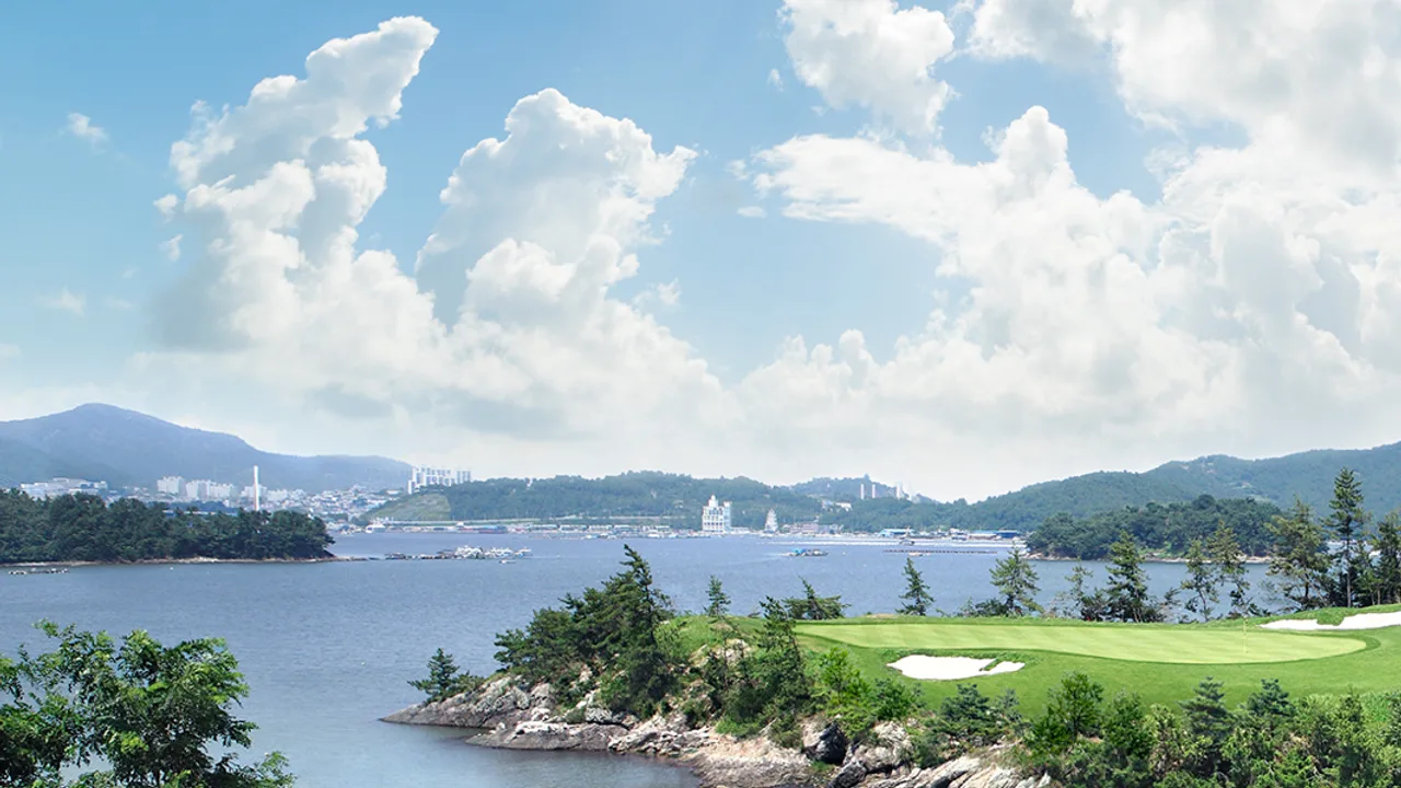세이지우드 여수경도CC 시그니처 돌산도 3번홀 Par3 해송 너머 다도해 시그니처 홀